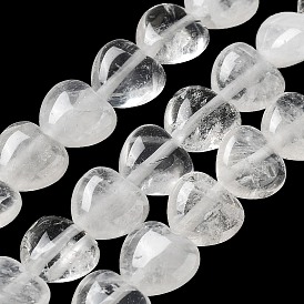 Naturelles cristal de quartz brins de perles, perles coeur en cristal de roche