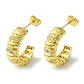 Brass with Cubic Zirconia Ring Stud Earrings, Half Hoop Earrings