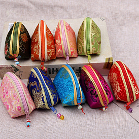 Rétro pochettes en tissu en forme d'éventail, avec perles et motif fleuri