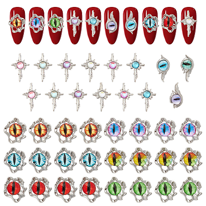 15 стили глаз сплав стеклянные кабошоны, аксессуары для украшения ногтей для женщин