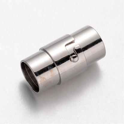 Column Brass Locking Tube Magnetic Clasps, 15.5x7mm, Hole: 5mm