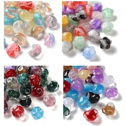 Прозрачный бисер cmолой, золотой фольгой, два тона