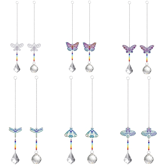 Металлические подвесные украшения в виде животных, Каплевидные и радужные стеклянные ловцы солнца для домашнего украшения на открытом воздухе