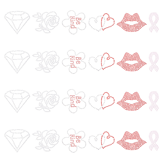 24 шт. 6 стиль блестящий горный хрусталь горячей фиксации (клей-расплав на обратной стороне), аксессуары для костюма, форма цветка, губ, сердца, бриллианта и ленты осознания