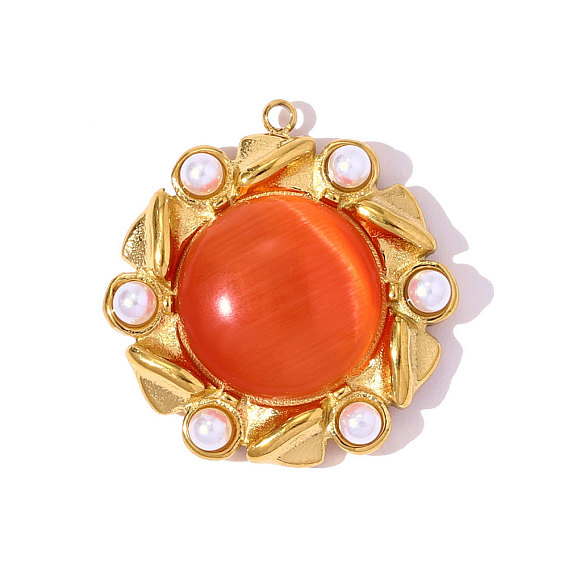 304 из нержавеющей стали стеклянные подвески, , зеркальная полировка, с имитацией жемчуга, ионное покрытие (ip)