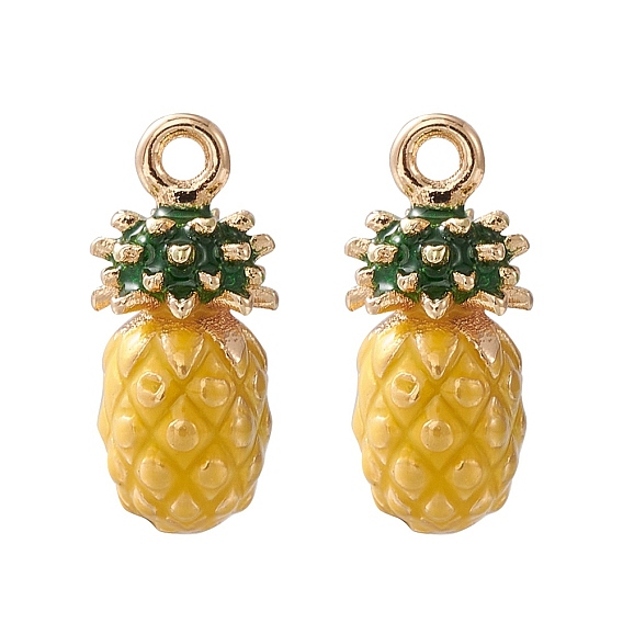 2подвески из латуни с эмалью, имитация фруктов, золотой свет, ананасовый шарм