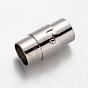 Column Brass Locking Tube Magnetic Clasps, 15.5x7mm, Hole: 5mm