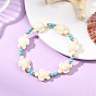 Synthetic Turquoise & Brass Beads Stretch  Bracelets for Women, Turtle, Dyed