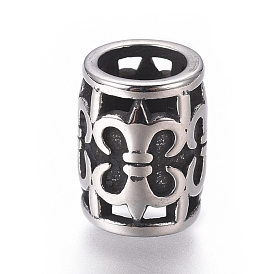 304 Stainless Steel European Beads, Large Hole Beads, Polished, Column