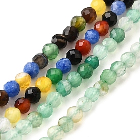 Природный агат бисер нитей, окрашенная и подогревом, граненые, круглые