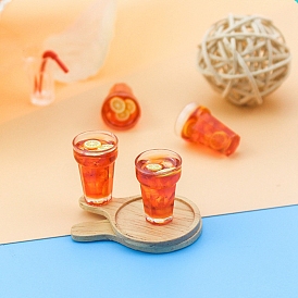 Mini Resin Cups, with Imitation Lemonade Tea, Miniature Ornaments, Micro Landscape Garden Dollhouse Accessories, Pretending Prop Decorations
