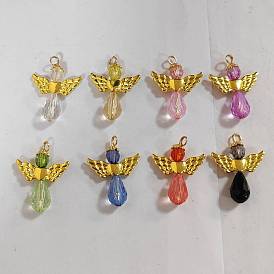 8pcs pendentifs acryliques, avec accessoires en alliage plaqués or , ange