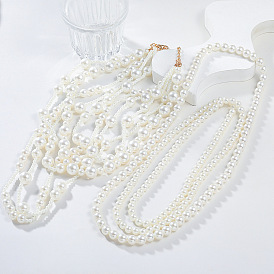 Plastic Pearl Bib Necklaces, with Alloy Findings, Jewely for Women