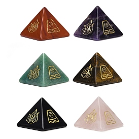 Натуральный драгоценный камень оргонит пирамида дисплей украшения, с символом, фигурка для украшения дома, энергетический камень рейки для исцеления
