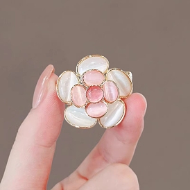 Броши из сплава «цветок камелии» и «кошачий глаз» для одежды-рюкзака, золотые