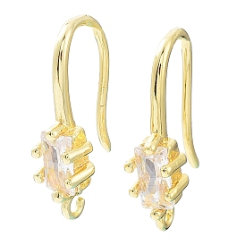 Brass Pave Clear Cubic Zirconia Earring Hooks, Ear Wire, Cadmium Free & Lead Free