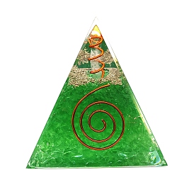 Orgonite Pyramid Resin Energy Generators, Reiki Glass Chips Inside for Home Office Desk Decoration