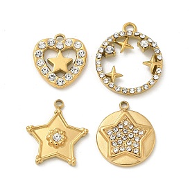 304 Stainless Steel Rhinestone Pendants