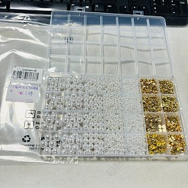 DIY Jewelry Making Kit, Including CCB Plastic Beads, Iron Rhinestone Spacer Beads, ABS Plastic Imitation Pearl Beads