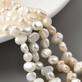 Natural Cultured Freshwater Pearl Beads Strands, Top Drilled, Two Sides Polished