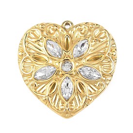 304 из нержавеющей стали с горный хрусталь подвески, сердце прелести, вакуумное покрытие pvd, реальный 18 k позолоченный
