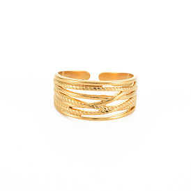 304 Stainless Steel Criss Cross Open Cuff Ring for Women