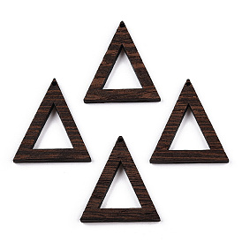 Natural Wenge Wood Pendants, Undyed, Triangle Frame Charms