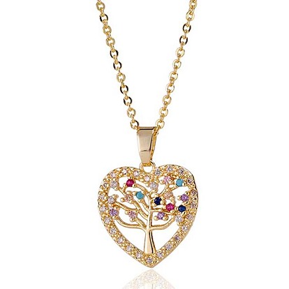 Красочное женское ожерелье с подвеской в форме сердца в форме сердца «Древо жизни»