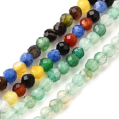 Природный агат бисер нитей, окрашенная и подогревом, граненые, круглые