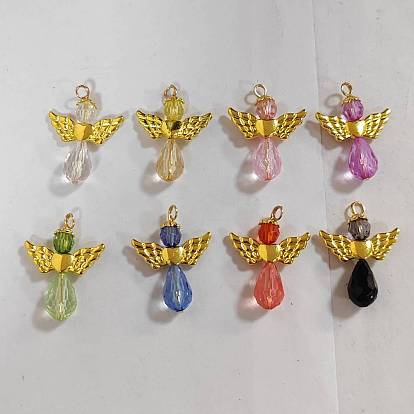 8pcs pendentifs acryliques, avec accessoires en alliage plaqués or , ange