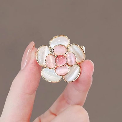 Броши из сплава «цветок камелии» и «кошачий глаз» для одежды-рюкзака, золотые