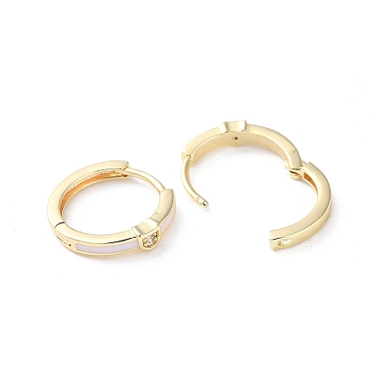 Brass Micro Pave Cubic Zirconia Hoop Earrings, Ring