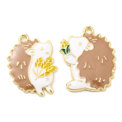 Подвески из эмали и сплава, золотые, очарование ежика