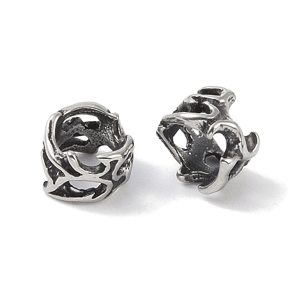 316 Surgical Stainless Steel  European Beads, Large Hole Beads, Hollow Column