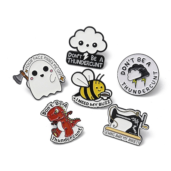 Ghost/Cloud/Flat Round/Dinosaur/Bees/Tool Alloy Enamel Brooch, for Men and Women