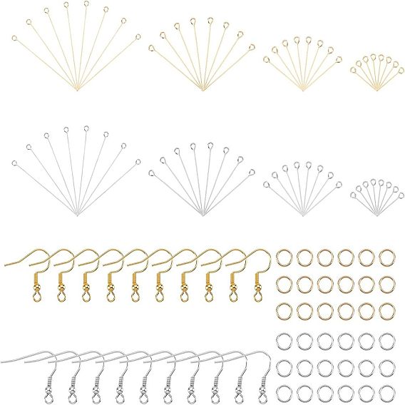 Набор для изготовления сережек своими руками, в том числе 304 булавка для проушины из нержавеющей стали, крючки для серег и открытые соединительные кольца