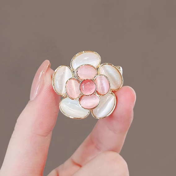 Броши из сплава «цветок камелии» и «кошачий глаз» для одежды-рюкзака, золотые