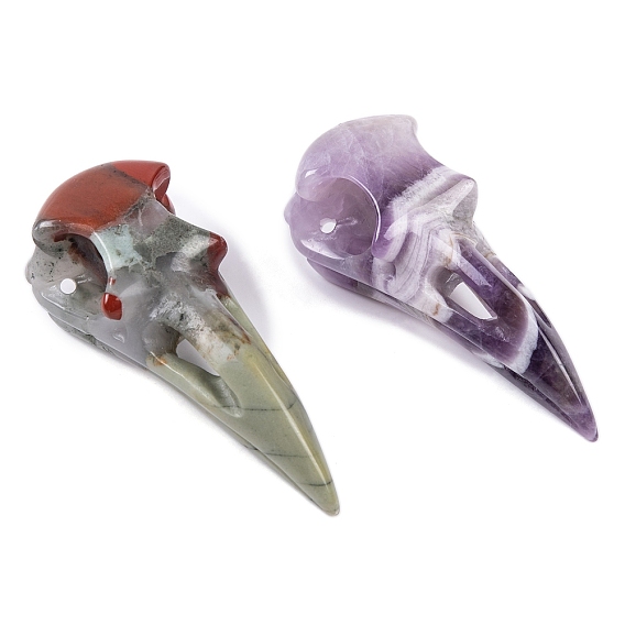 Природных драгоценных камней крупные кулоны, подвески в виде черепа птицы с 201 застежкой из нержавеющей стали на дужках, цвет нержавеющей стали