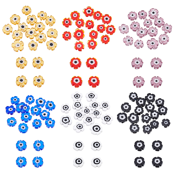 120шт 6 цветные нити бусин лэмпворк ручной работы, цветок