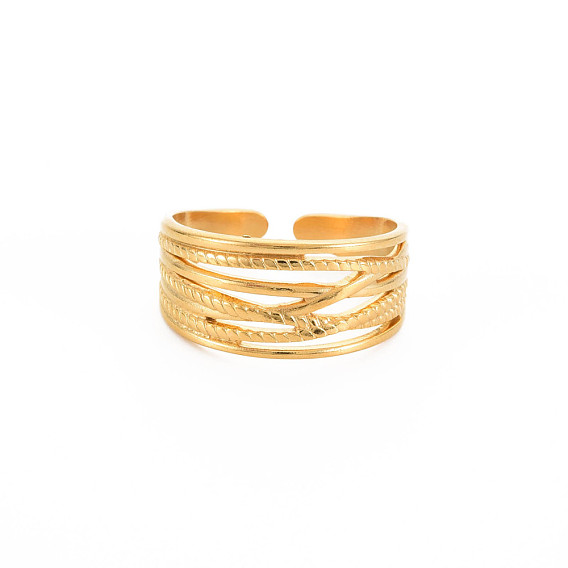 304 Stainless Steel Criss Cross Open Cuff Ring for Women
