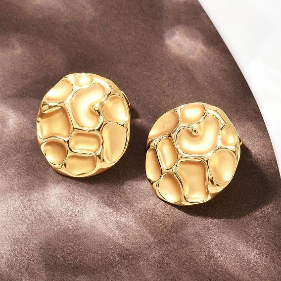 304 плоские круглые серьги-гвоздики из нержавеющей стали