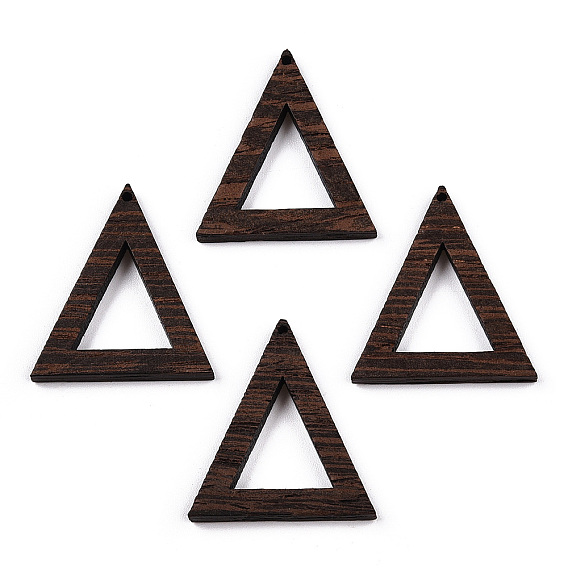 Natural Wenge Wood Pendants, Undyed, Triangle Frame Charms