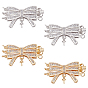 4Pcs 2 Colors Brass Box Clasps, Multi-Strand Clasps, 3-Strands, 6-Holes, Bowknot