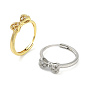 Регулируемые кольца из латуни с бантом и микро-паве с прозрачным фианитом, для женщин
