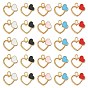 Подвески из эмали и сплава, сердце кольцо с сердцем, золотые
