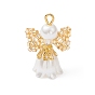 Подвески-ангелы из стеклянных бисеров, с акриловым и пластиковым искусственным жемчугом и медной проволокой, золотой свет