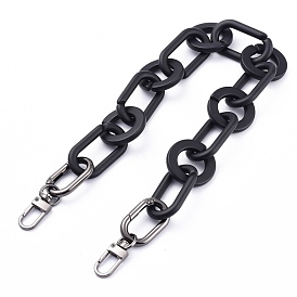Opaque Spray Painted Acrylic Chains Bag Handles, with Zinc Alloy Key Clasps & Swivel Clasps, for Bag Straps Replacement Accessories