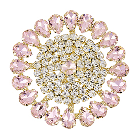 Аппликация из латунных стразов, Круглая цветочная основа для пришивания, для самодельных платьев, сумок и обуви.