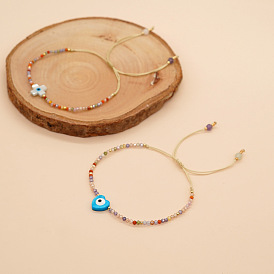 Богемный регулируемый браслет из разноцветных натуральных ракушек и смешанных камней с круглыми гранеными бусинами от сглаза для женщин