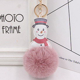 Adorable Snowman Keychain with Red Scarf and Furry Pom-Pom - Perfect Christmas Gift!